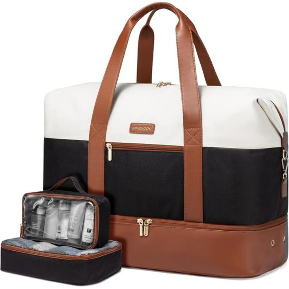 LOVEVOOK Weekender Travel Duffel Bag with Shoe Compartment Packing Cubes
